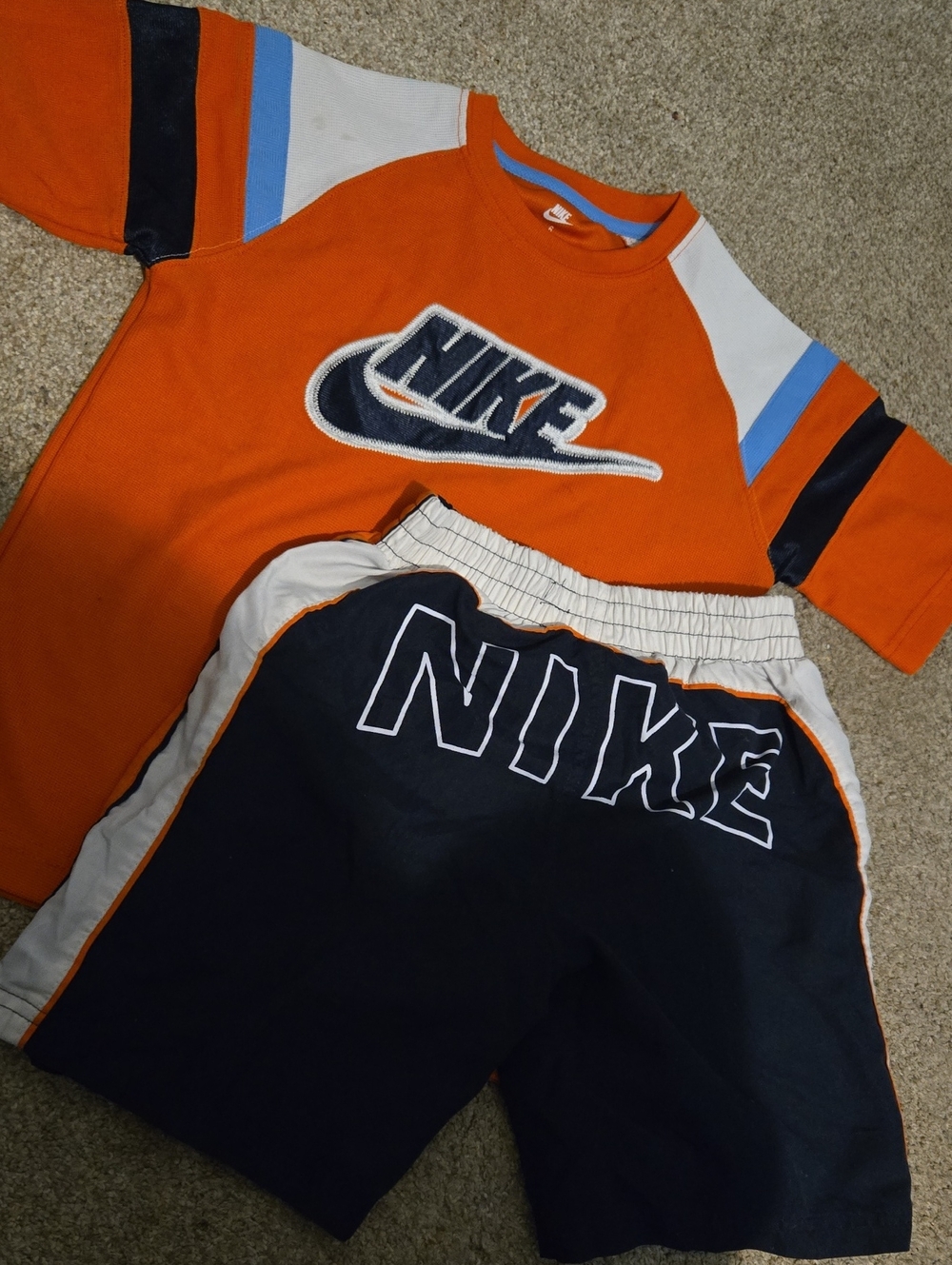 Nike Orange, Navy & White Athletic Tee and Shorts Set